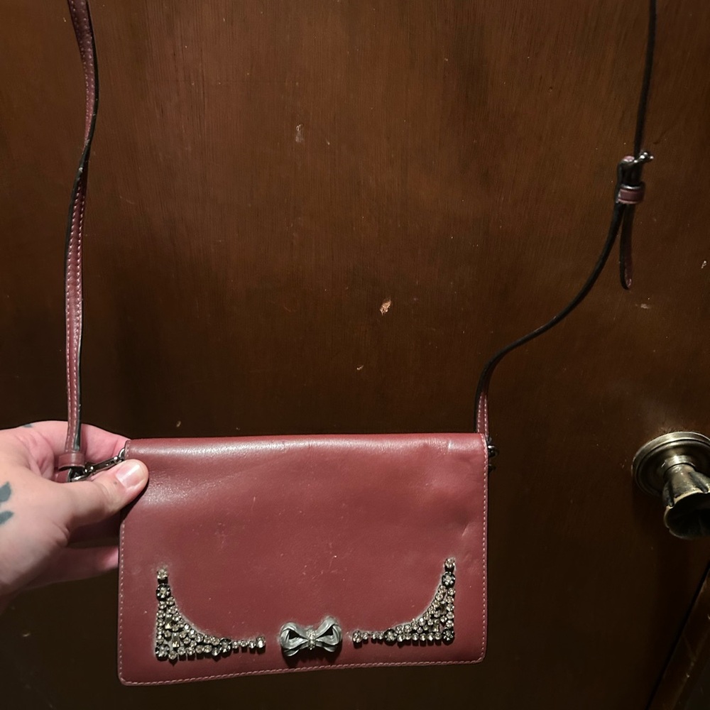 Coach Burgundy Crossbody Bag with Bow Detail
